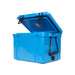 25L Cooler Box - A blue 25L cooler box with an open lid, featuring a black carry handle and a drainage plug.