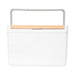 11L Premium Cooler Box - A white cooler box with a wooden handle, featuring a smooth, wavy design. It has a logo on the front.