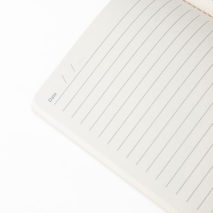 A5 Thin PU Cover Notebook - An open A5 thin PU cover notebook featuring lined pages and a section for the date, with a clean, minimalist design.