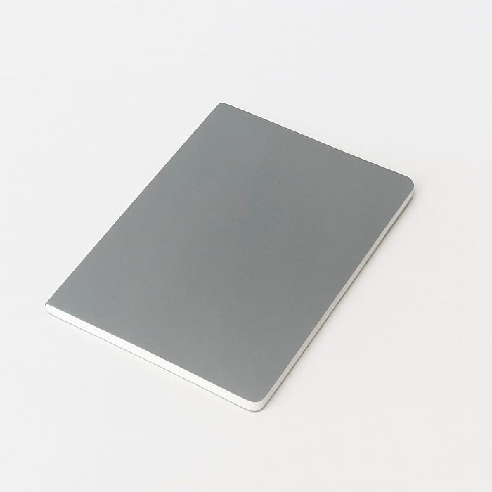 A5 Thin PU Cover Notebook - A5 thin notebook with a sleek grey PU cover and a simple design, featuring a logo on the front.