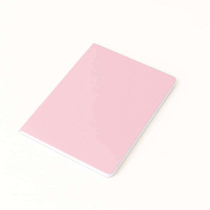 A5 Thin PU Cover Notebook - A5 thin notebook with a smooth pink PU cover, featuring a white edge and a minimalist design.