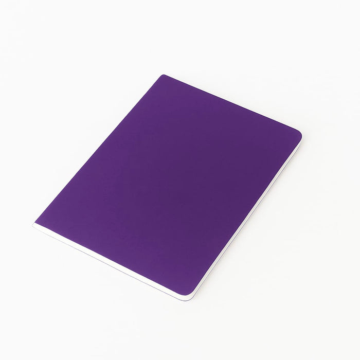 A5 Thin PU Cover Notebook - A5 thin PU cover notebook in vibrant purple with a sleek design and rounded edges. Features a logo on the cover.