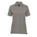 Women's Nevada Micro Pique Polo - A women's short-sleeve polo shirt in grey, featuring a collar and a logo on the side.
