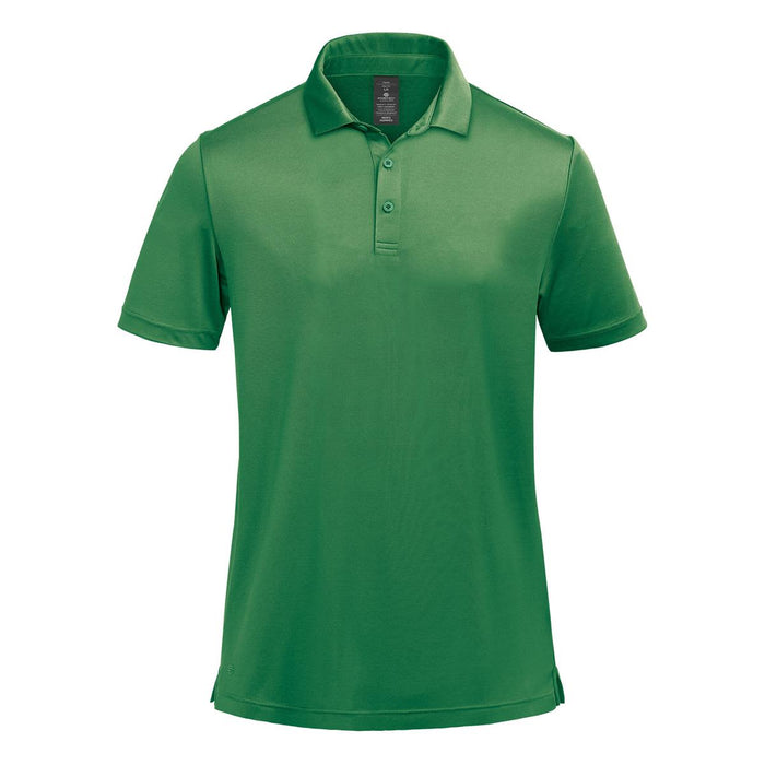 Men's Monterey Polo - A green men's polo shirt featuring a collar and a logo on the chest area.