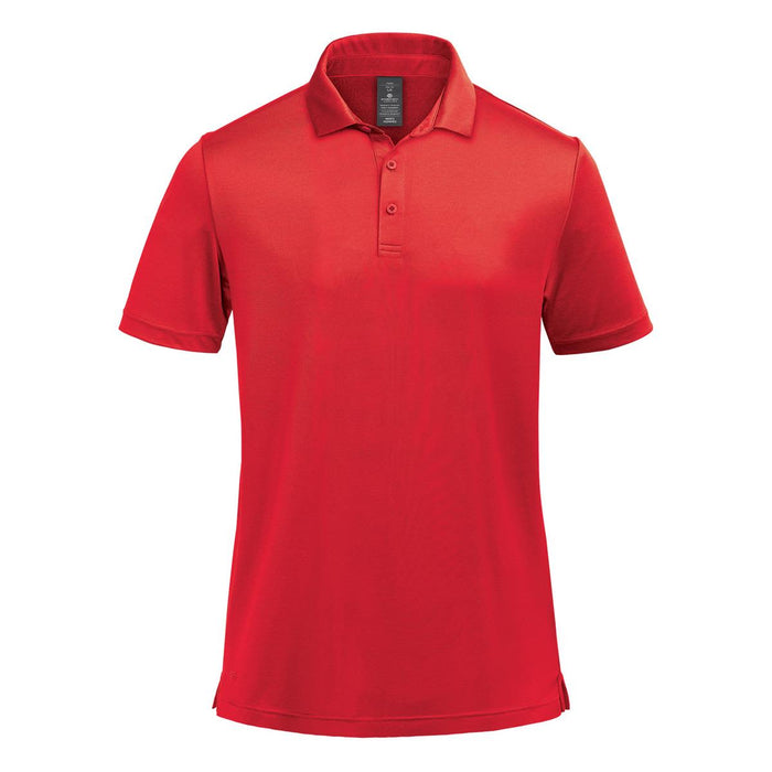 Men's Monterey Polo - A red polo shirt with a collar and short sleeves, featuring a logo on the chest.