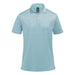 Men's Monterey Polo - A light blue men's polo shirt with a collar and three-button placket, featuring a logo on the chest.