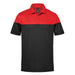 Men's Monterey Two-Tone Polo - A two-tone polo shirt featuring a red upper section and black lower section. The shirt has a collar and branding.