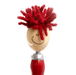 Mop Head Pen with Stylus - A red Mop Head Pen with a stylus featuring a smiling face and bright red fuzzy strands. It has a silver accent.