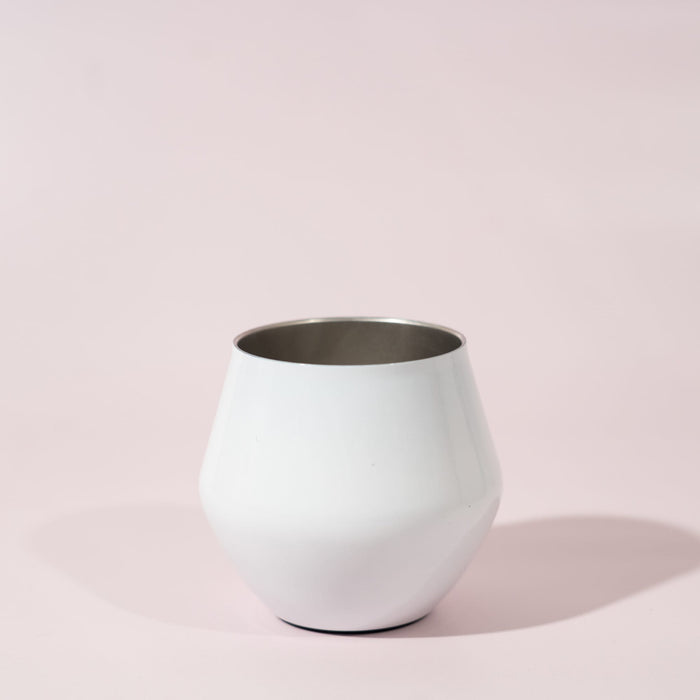 Shiraz Detachable Wine Glass - A white wine glass with a sleek, modern design featuring a metallic interior.