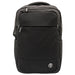 Swissdigital Calibre Backpack - A black backpack with multiple compartments and a logo on the front. It has padded shoulder straps.
