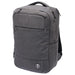 Swissdigital Calibre Backpack - A grey backpack with multiple compartments and a logo, designed for carrying laptops.