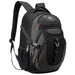 Swissdigital Vector Backpack - A black Swissdigital Vector Backpack featuring multiple compartments and a logo, designed for carrying laptops.