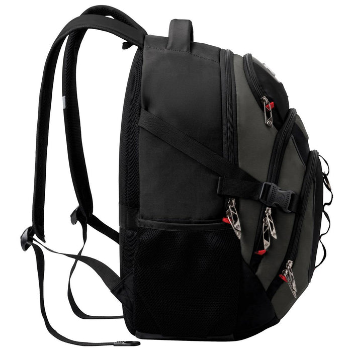 Swissdigital Vector Backpack - A black and grey Swissdigital Vector Backpack with multiple zip compartments and adjustable straps.