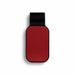 Car Visor Sunglass Holder - A car visor sunglass holder in red with a black mount. Features a smooth surface and a simple design, includes branding.