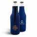 330ML Neoprene Beer Beverage bottle Holder - A drink bottle holder in blue neoprene with logos, designed for 330ML beverage bottles.