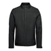 Men's Aleutian Softshell Jacket - A black men's softshell jacket featuring a full front zipper and multiple pockets, including a chest pocket.
