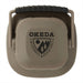 Mini Camping Lantern - A compact, khaki-coloured mini camping lantern with a handle and a logo on the front.