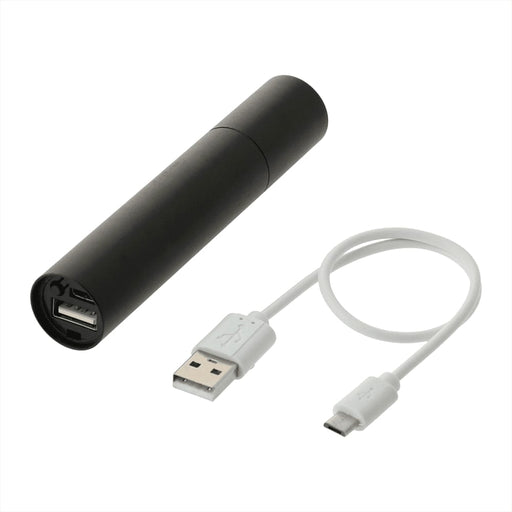 Rechargeable 1200mah Flashlight - A rechargeable black flashlight with a USB output and a white USB-C charging cable.