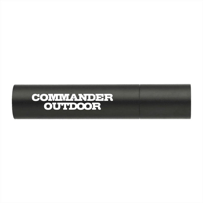 Rechargeable 1200mah Flashlight - A black rechargeable flashlight with a cylindrical design, featuring a logo on the side.