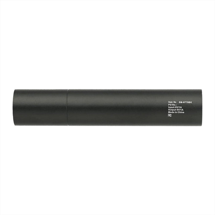 Rechargeable 1200mah Flashlight - A sleek black rechargeable flashlight with a cylindrical shape, featuring a branding logo.