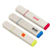 Eco Highlighter - Three eco-friendly highlighters in various colours: pink, blue, yellow, and grey with branding logos.