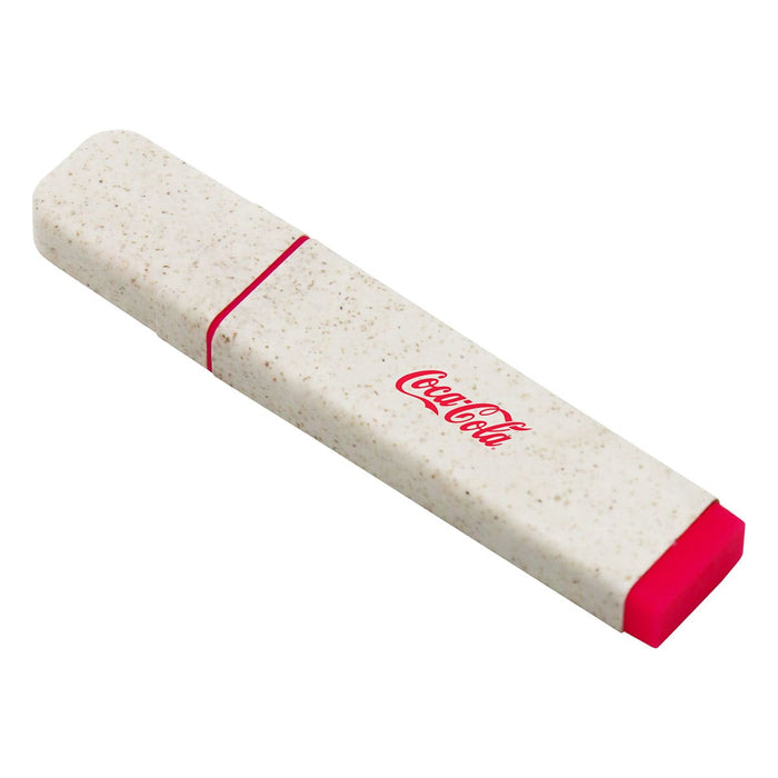 Eco Highlighter - An eco-friendly highlighter in white with a pink end, featuring a logo.