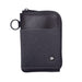 Thread Zipper Wallet - A black and grey zippered wallet with a textured surface and a ring attachment, featuring a logo on the front.