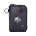 Thread Zipper Wallet - A black and grey zippered wallet featuring a logo on the front and a round zip pull.