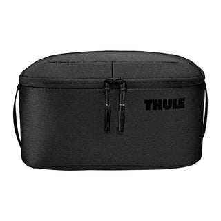 Thule Subterra 2 Toiletry Bag w/ Removable Pouch - A black toiletry bag featuring a removable pouch and zippered compartments, with a subtle logo on the side.