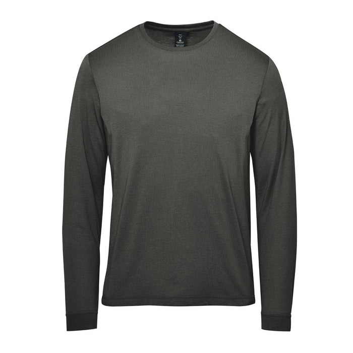 Men's Settebello L/S Tee - A long-sleeve t-shirt in a dark olive green colour with a simple design and a logo.