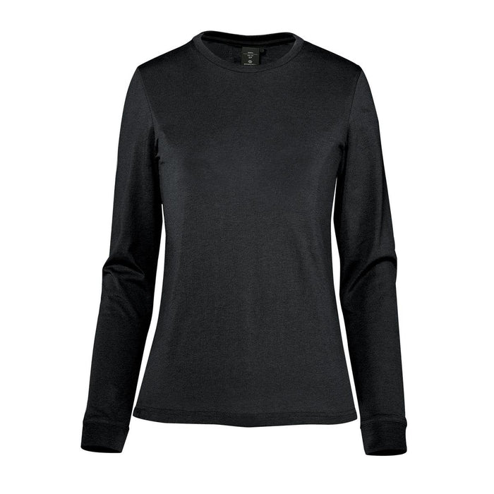 Women's Settebello L/S Tee - A black long-sleeve women's t-shirt with a fitted design and a logo.
