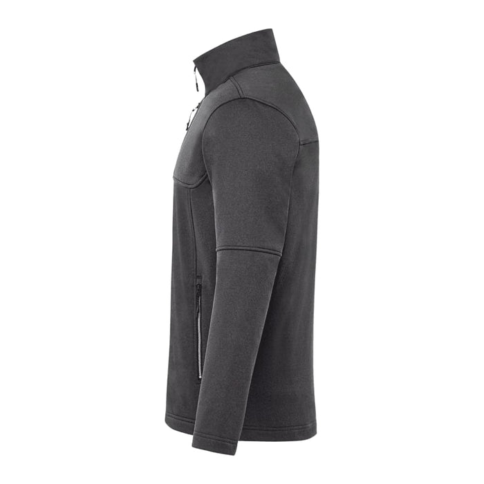 Men's Joris Eco Waterproof Softshell Jacket - A grey softshell jacket featuring a zip-up front, high collar, and side pockets. It includes a logo.