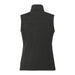 Women's Joris Eco Waterproof Softshell Vest - A dark grey women's softshell vest with a high collar and a fitted design, featuring a logo on the back.