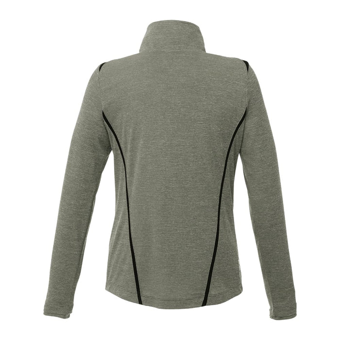 Women's Dege Eco Knit Performance Half Zip - A women's eco-knit performance half zip jumper in green, featuring black accents and a fitted design.