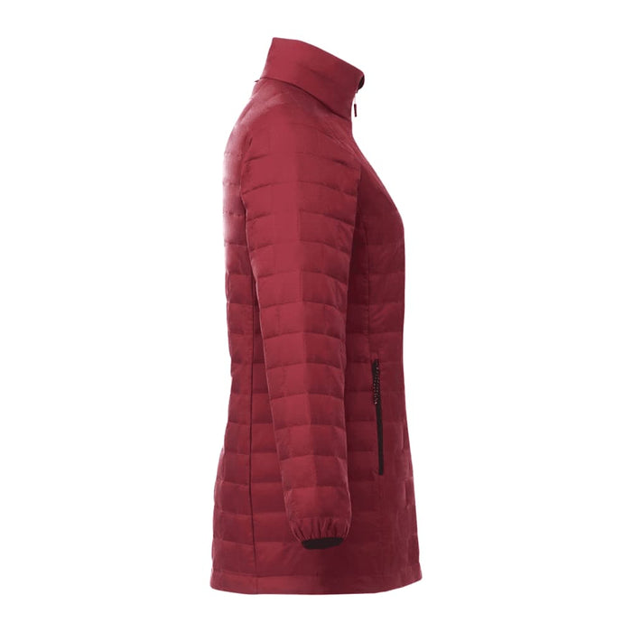 Womens Telluride Lightweight Packable Insulated Puffer Jacket - A women's lightweight packable insulated puffer jacket in a rich burgundy colour, featuring a high collar and side pockets.