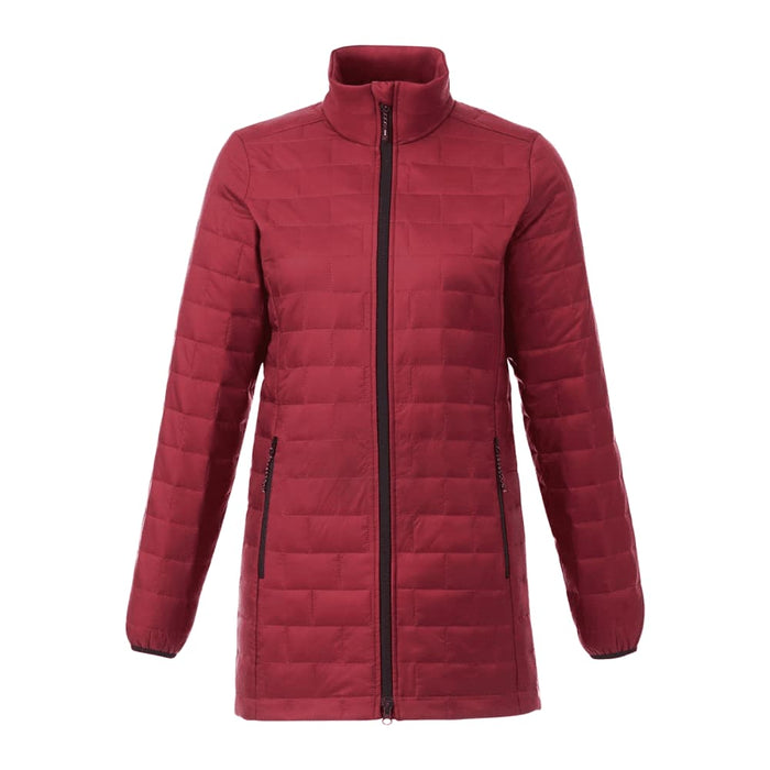 Womens Telluride Lightweight Packable Insulated Puffer Jacket - A burgundy lightweight packable insulated puffer jacket with a zip front and side pockets. Features a collar and logo.