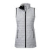 Women's Telluride Lightweight Packable Insulated Puffer Vest - A lightweight packable insulated puffer vest in light grey with black accents and a high collar.