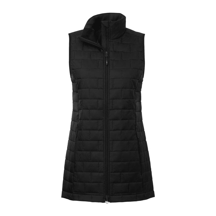 Women's Telluride Lightweight Packable Insulated Puffer Vest - A black lightweight packable insulated puffer vest with a high collar and zip fastening. Features a subtle quilted pattern and branding.