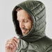 Men's Tundra Thermal Jacket - A puffer jacket in olive green with a hood, featuring quilted detailing and a zipped closure.