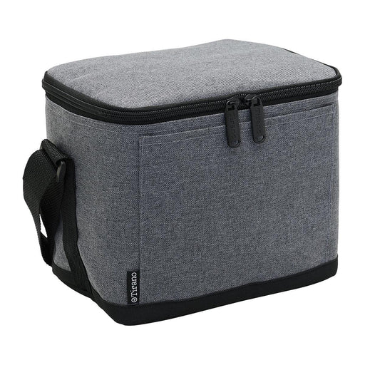 Tirano 6 Pack Cooler - A grey cooler bag with a zip closure and a sturdy handle for easy carrying. Features a logo on the side.