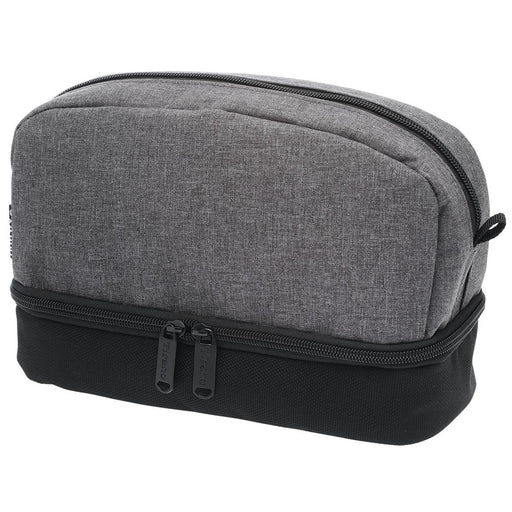 Tirano Toiletry Bag - A grey and black toiletry bag featuring dual zippers and a sleek design, with a branding logo.