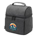 Tirano Lunch Cooler - A grey lunch cooler bag featuring a front pocket and a branded logo. It has a top handle for easy carrying.