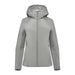 Women's Cascadia Thermal Jacket - A grey Women's Cascadia Thermal Jacket with a hood and zipper, featuring a logo on the chest.
