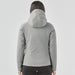 Women's Cascadia Thermal Jacket - A women's grey puffer jacket with a hood, featuring a fitted design and visible stitching details on the back.