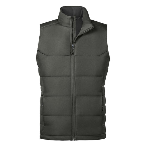 Men's Sierra Thermal Vest - A green thermal vest with a high collar and zip-up front, featuring a logo on the chest.