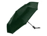 Como Fold-Up Umbrella - A dark green fold-up umbrella with a black handle and a logo on the side.