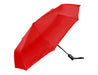 Como Fold-Up Umbrella - A red fold-up umbrella with a black handle and a logo.