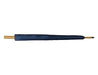 Urban 24" RPET Umbrella - A navy RPET umbrella with a gold handle, featuring a simple design and a branding logo.