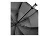 Blizzard 30" RPET Golf Umbrella - A black RPET golf umbrella with a sturdy handle and a reinforced frame, featuring an interior view of its structure.