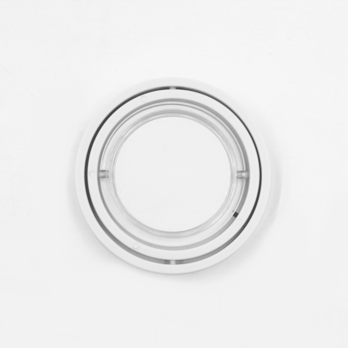 The Amazing Fidget - A transparent circular fidget spinner with two concentric rings. It features a smooth surface and a central spinning axis.